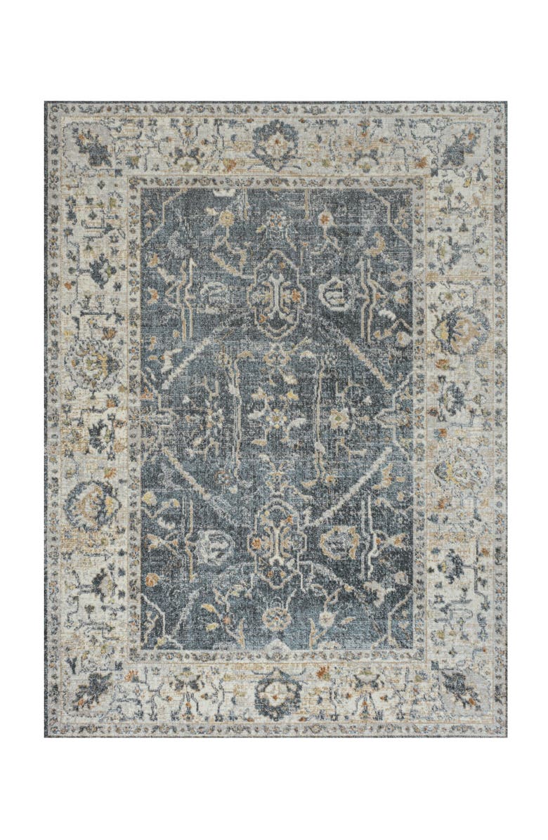 JONATHAN Y Brandy Rustic Border Low-Pile Machine-Washable Area Rug, Main, color, Dark Gray/Cream
