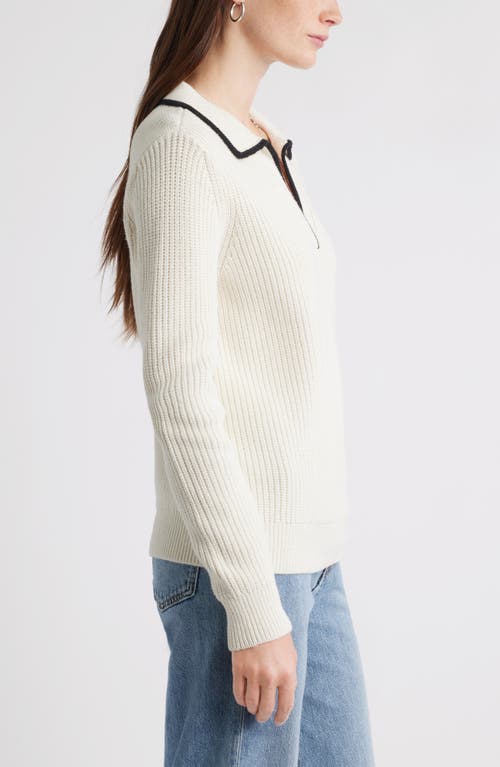 Caslonr Caslon(r) Johnny Collar Cotton & Wool Sweater