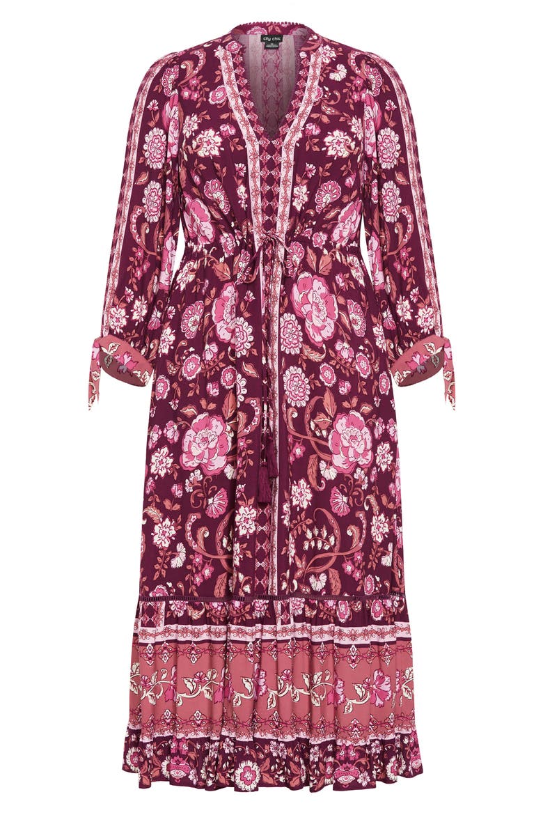 Trinity Print Long Sleeve Maxi Dress, Alternate, color, PURPLE PRINT