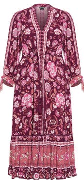 City Chic Trinity Print Long Sleeve Maxi Dress
