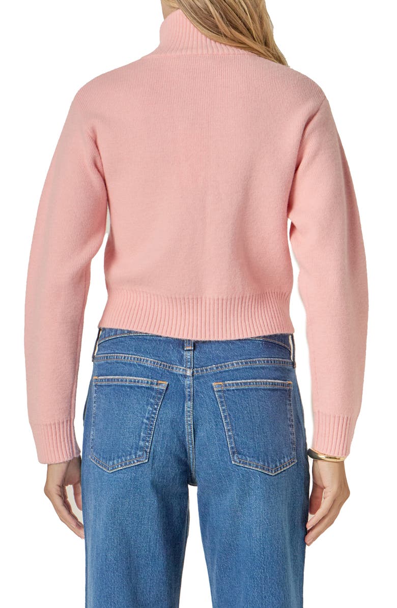 English Factory Knit Crop Zip Jacket, Alternate, color, Pink Frost