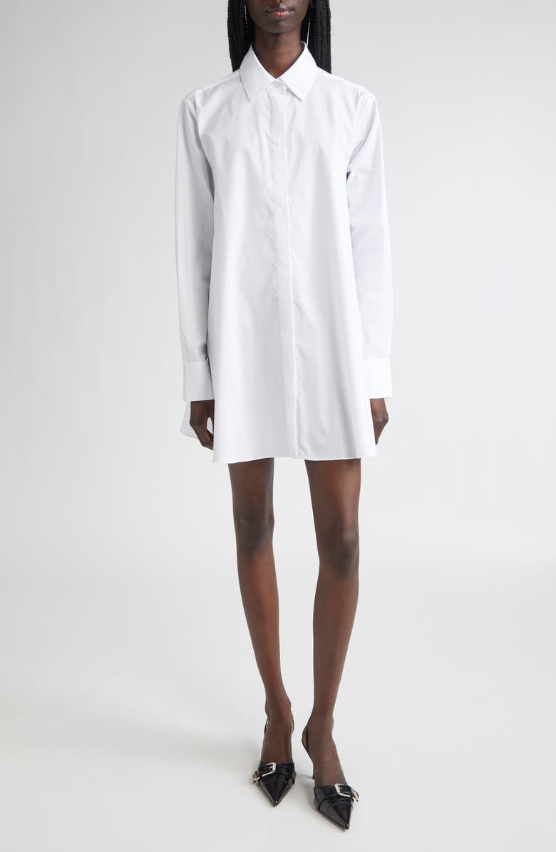 K.NGSLEY Gaia Button-Up Shirtdress, Main, color, White