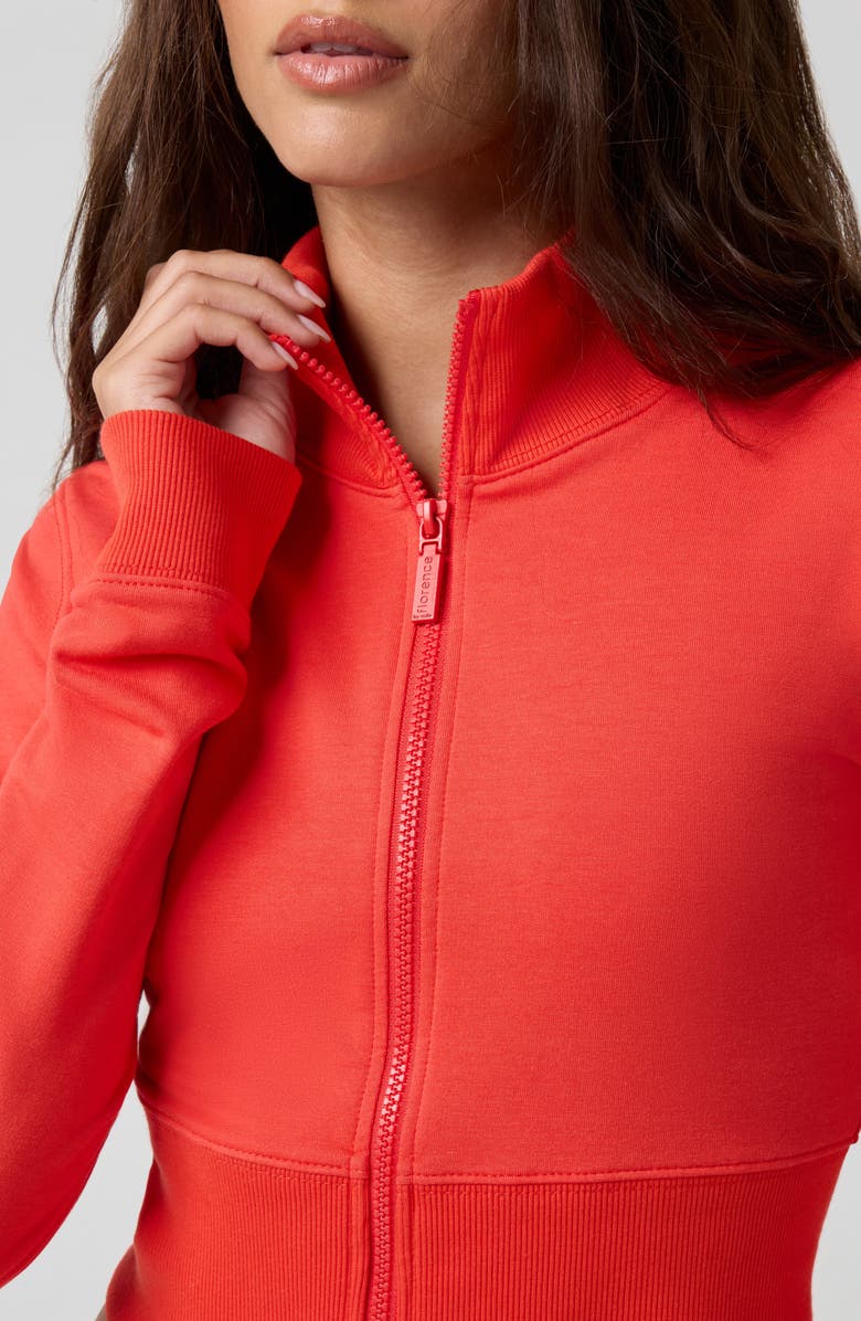 Florence by Mills Crop Stretch Cotton Blend Track Jacket, Alternate, color, Poppy Red