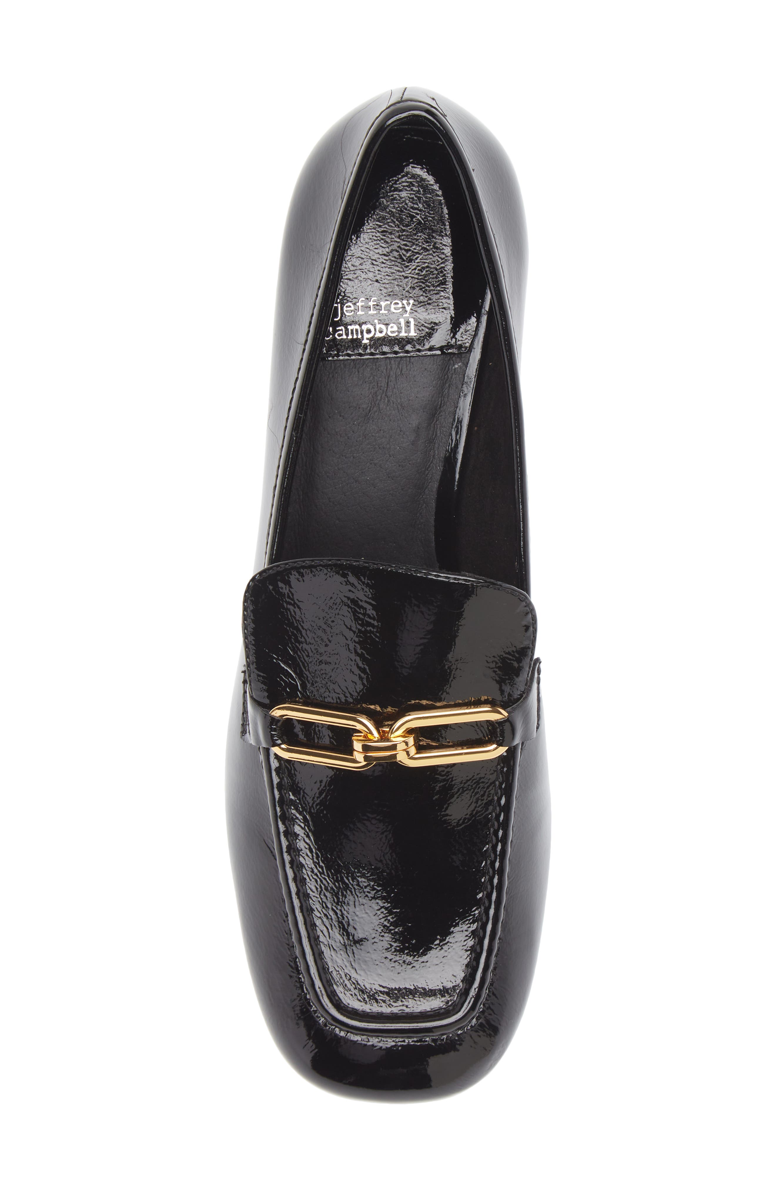 Jeffrey Campbell Archive Block Heel Pump, Alternate, color, Black Crinkle Patent Gold