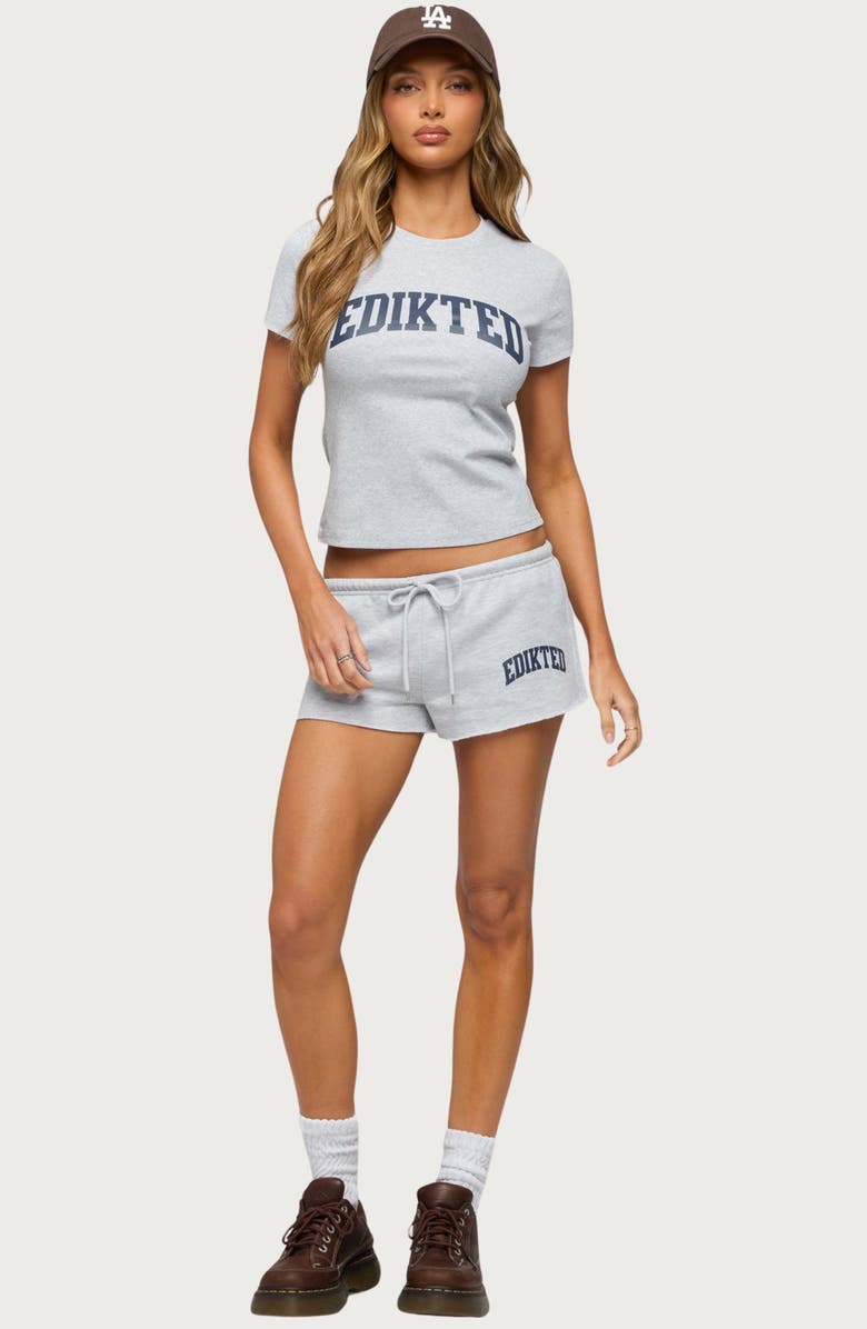 EDIKTED Sporty Babe Logo Micro Shorts, Alternate, color, 