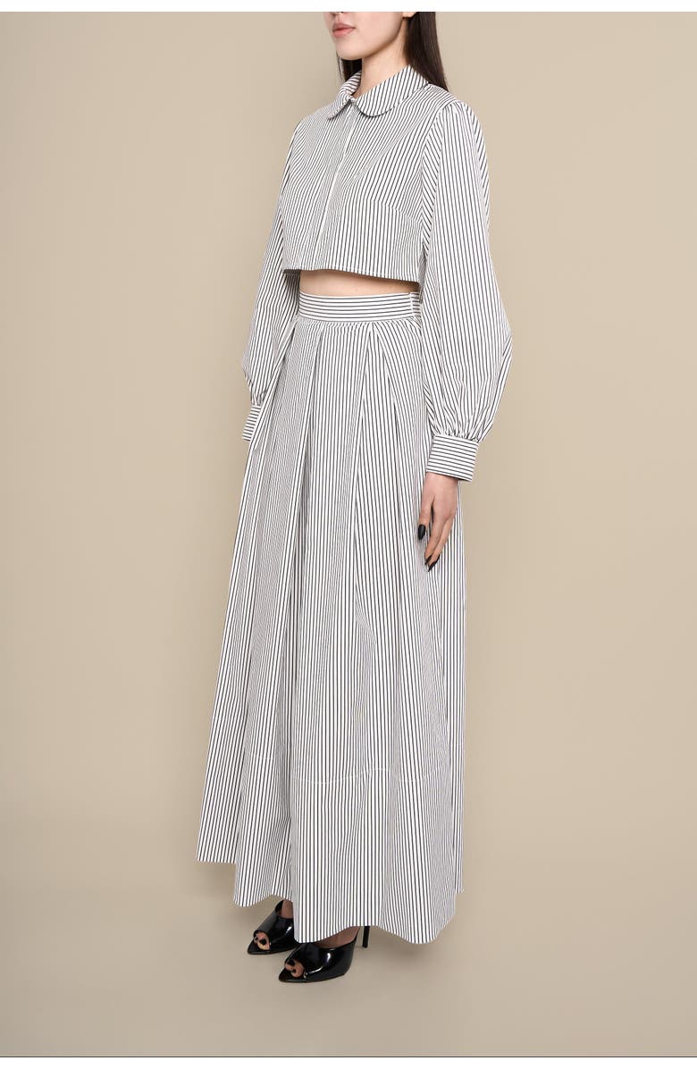 Contessa Mills Thomasin Striped Cotton Poplin Maxi Skirt, Alternate, color, Black-White