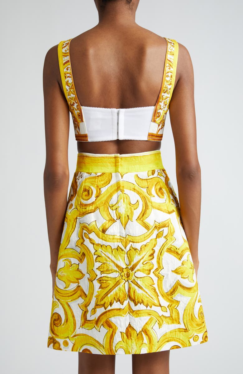 Dolce&Gabbana Majolica Print Bra Top, Alternate, color, Hg5dq Mix Maiolica L Giall