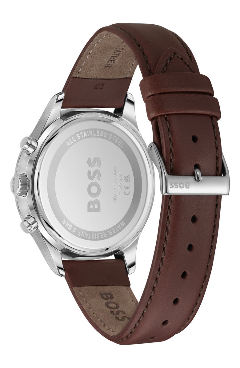 BOSS Avery Chronograph Leather Strap Watch, 42mm, Alternate, color,