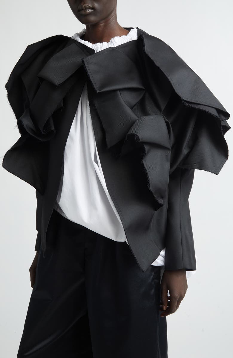 Comme des Garçons Open Front Gabardine Jacket, Alternate, color, Black