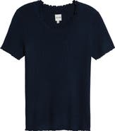 NIC+ZOE Ruffle Trim Short Sleeve Sweater