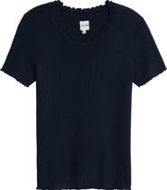NIC+ZOE Ruffle Trim Short Sleeve Sweater