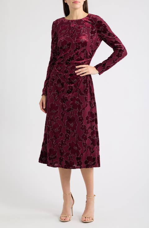 Metallic Floral Midi Dress