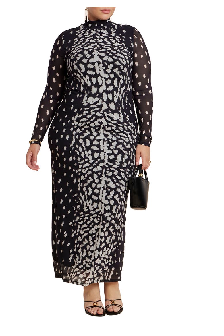 Mesh Print Maxi Dress, Main, color, DEAR DEER