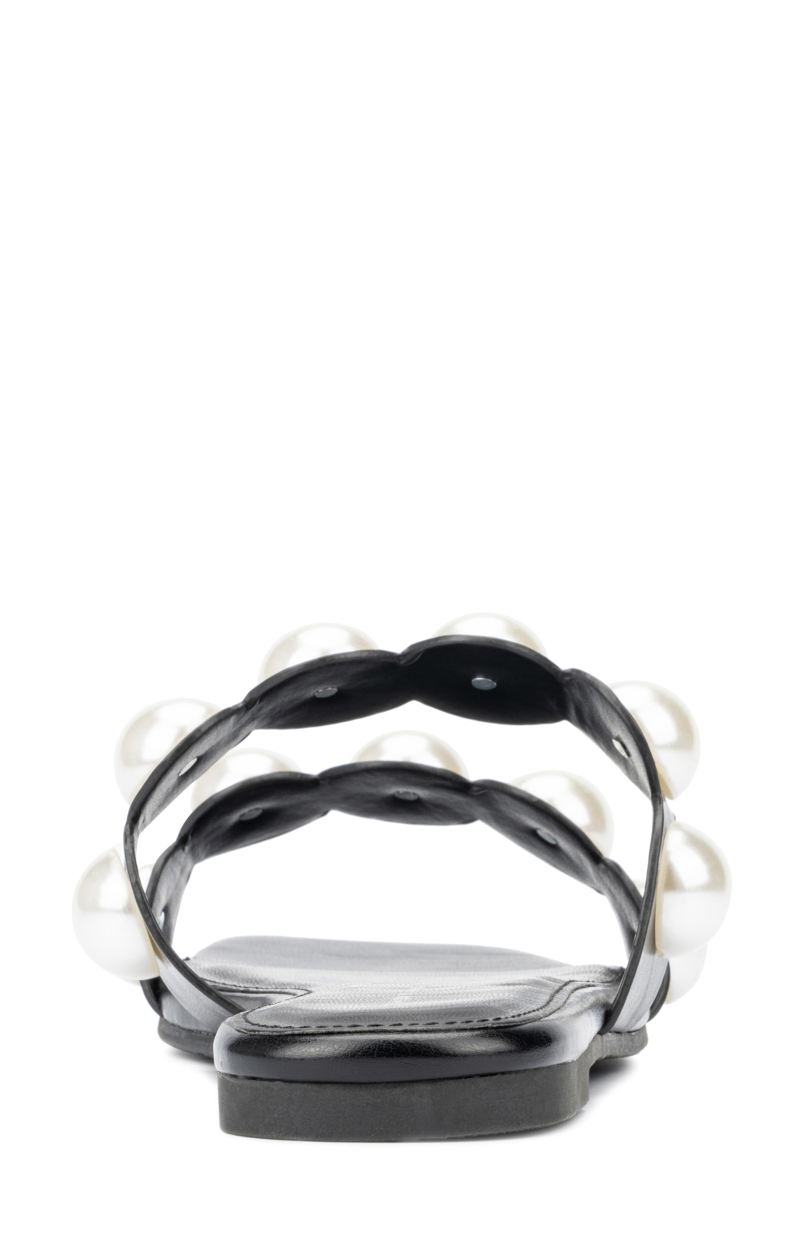 Fashion to Figure Sage Faux Pearl Studded Slide Sandal - Wide Width, Alternate, color, 