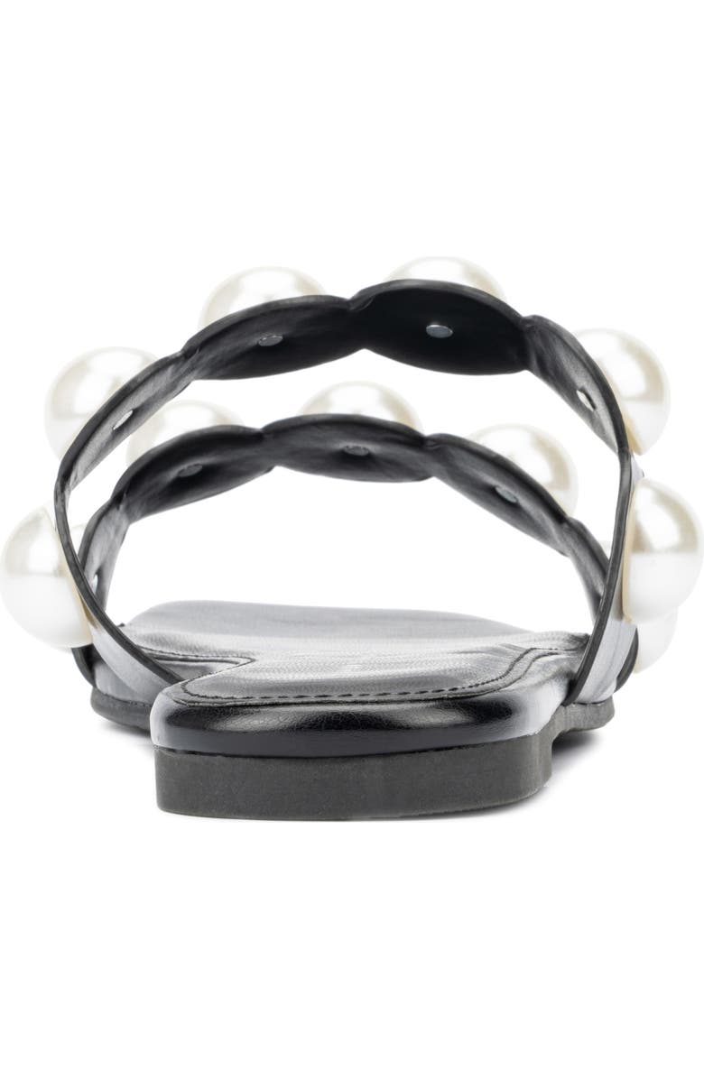 Fashion to Figure Sage Faux Pearl Studded Slide Sandal - Wide Width, Alternate, color, Black