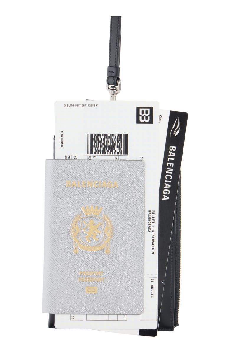 Balenciaga Passport Leather Phone Case, Main, color, 8103 Silver