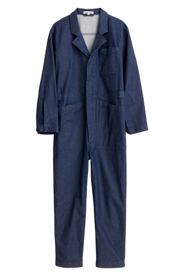 Long Sleeve Chambray Jumpsuit, Alternate, color, INDIGO