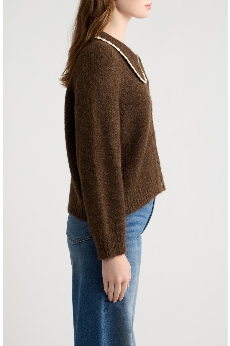 The Crochet Collar Cardigan, Alternate, color, CHOCOLATE BROWN