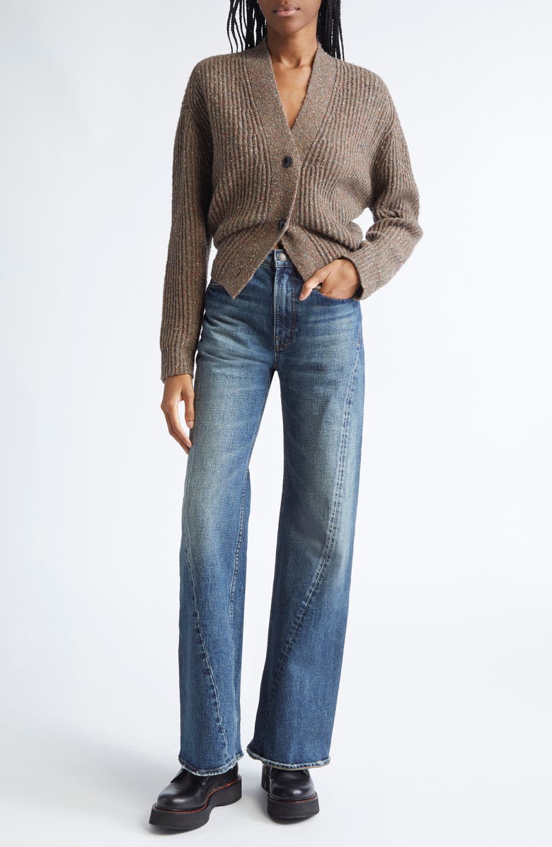 R13 Split Hem Wool Blend Cardigan, Alternate, color, Brown Tweed