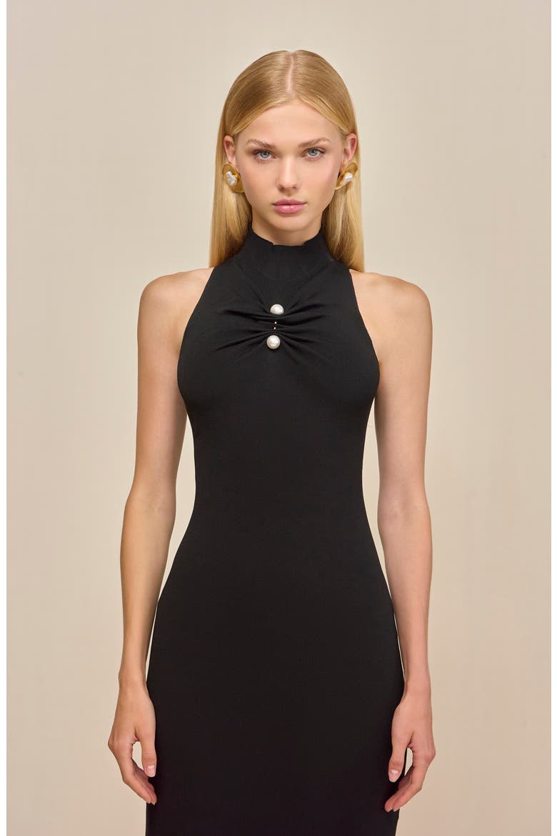 Collin Sleeveless Mock Neck Knit Midi Dress, Alternate, color, BLACK