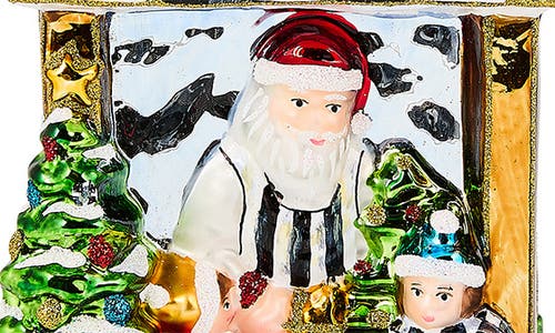 Mackenzie-childs Mackenzie Childs Santa's Toy Store Glass Ornament In Multi