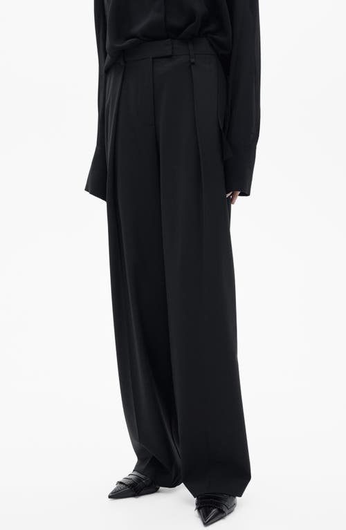 Mango Pleat Front Straight Leg Pants In Charcoal