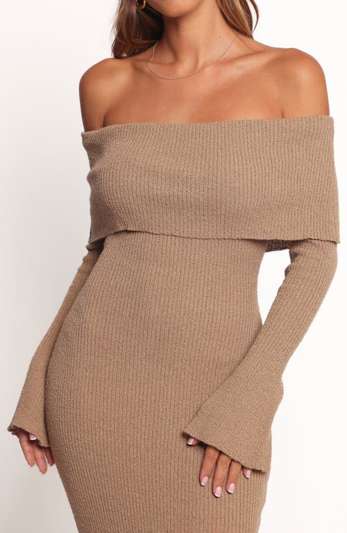 Petal And Pup Petal & Pup Domita Off The Shoulder Long Sleeve Sweater Dress In Nude