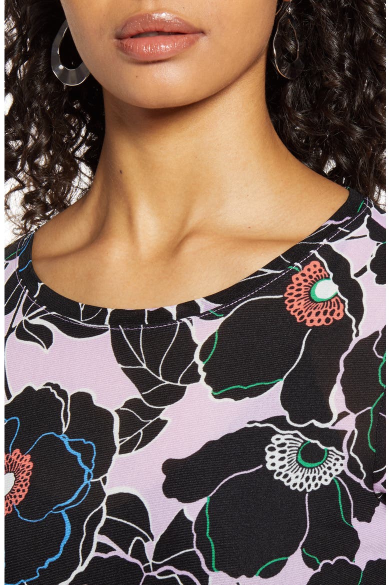 Mesh Short Sleeve Crewneck Top, Alternate, color, PURPLE BLACK JOHANA FLORAL