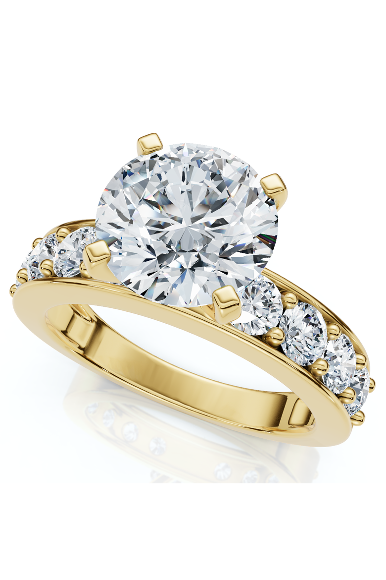 Certified 2.90Ct Round Diamond Engagement Ring Lab Grown, Main, color, 14k Yellow Gold