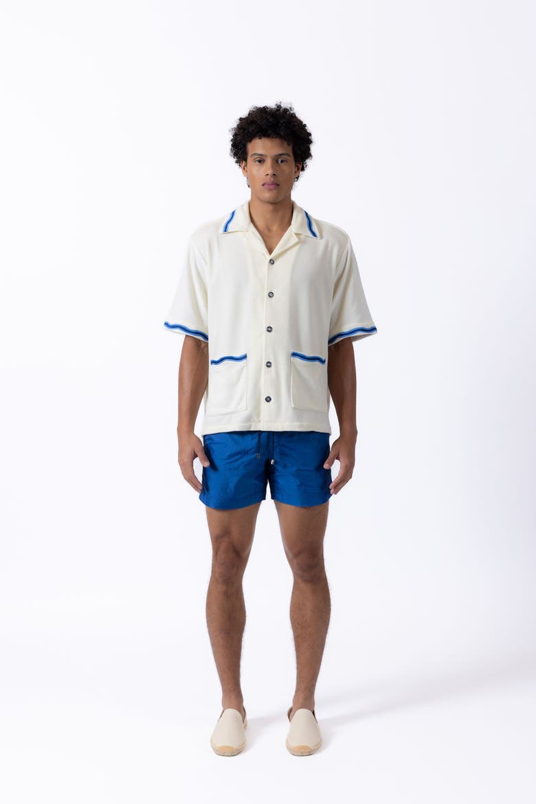 Luka Wave Embroidered Terry Shirt, Alternate, color, Off White/Blue