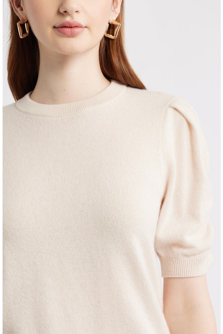 Ruched Short Sleeve Cashmere Sweater, Alternate, color, BEIGE BEACH
