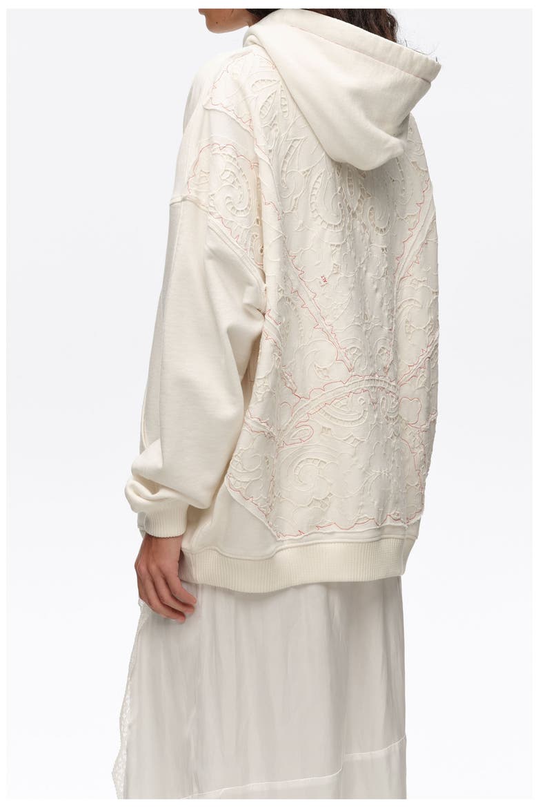 Embroidered Oversize Hoodie, Alternate, color, WHITE