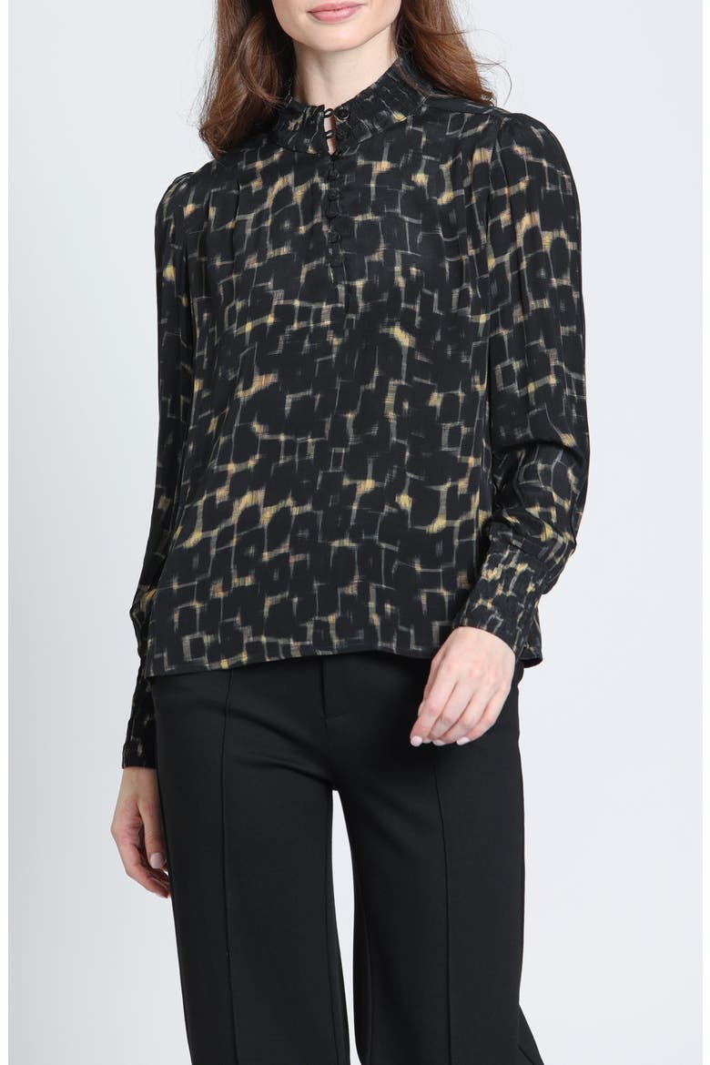 Ruched Puff Sleeve Top, Main, color, ONYX/AMBER