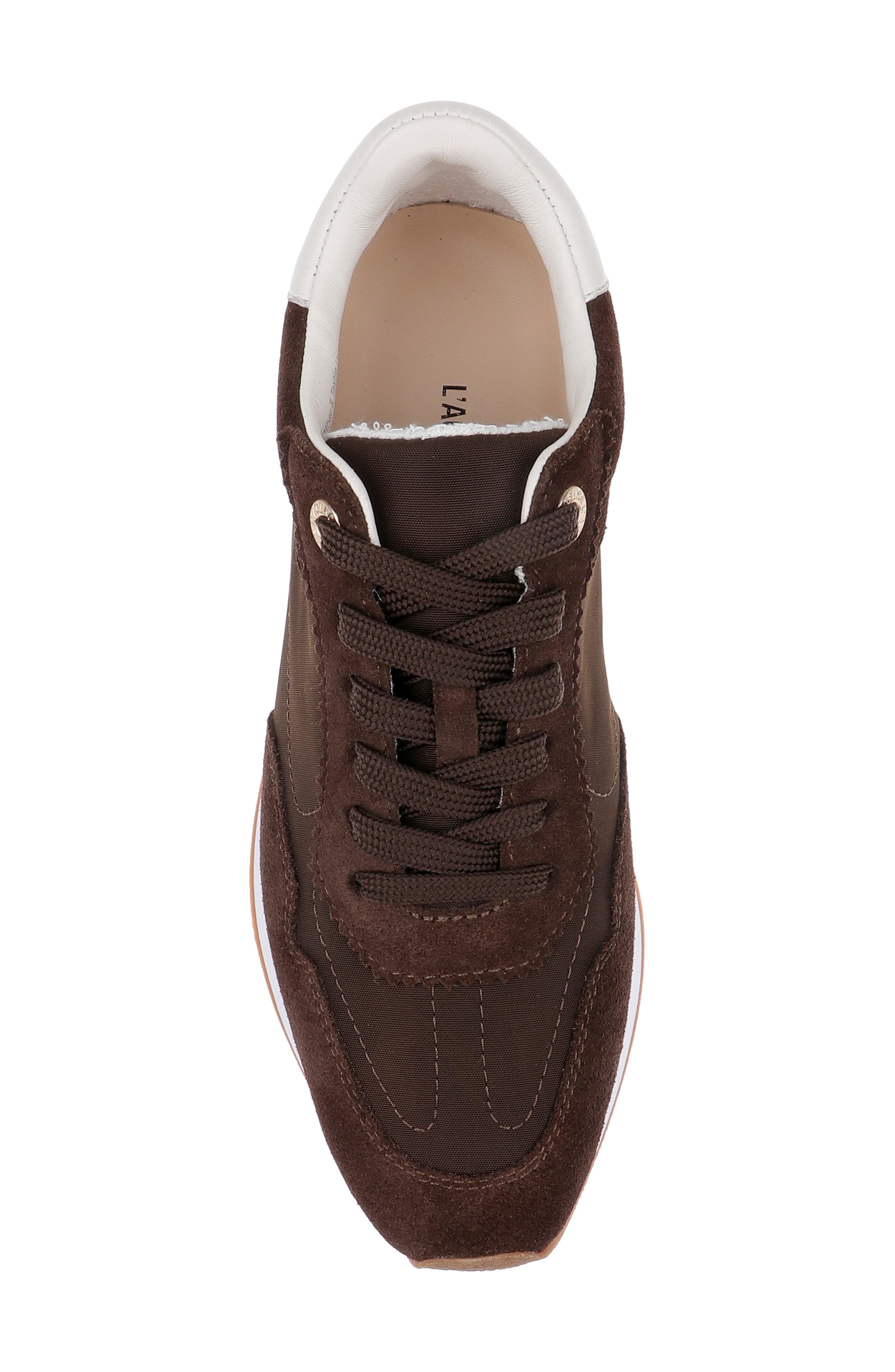 Deepa Mixed Media Running Sneaker, Alternate, color, CHOCOLATE