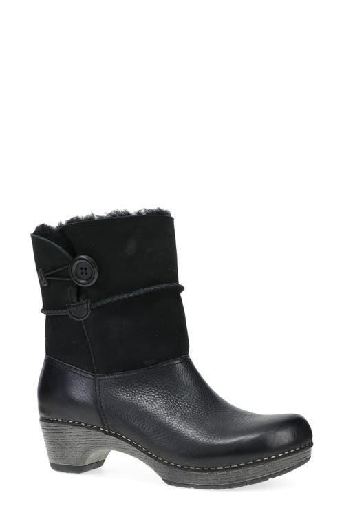 Dansko Lillith Genuine Shearling Trim Bootie In Black