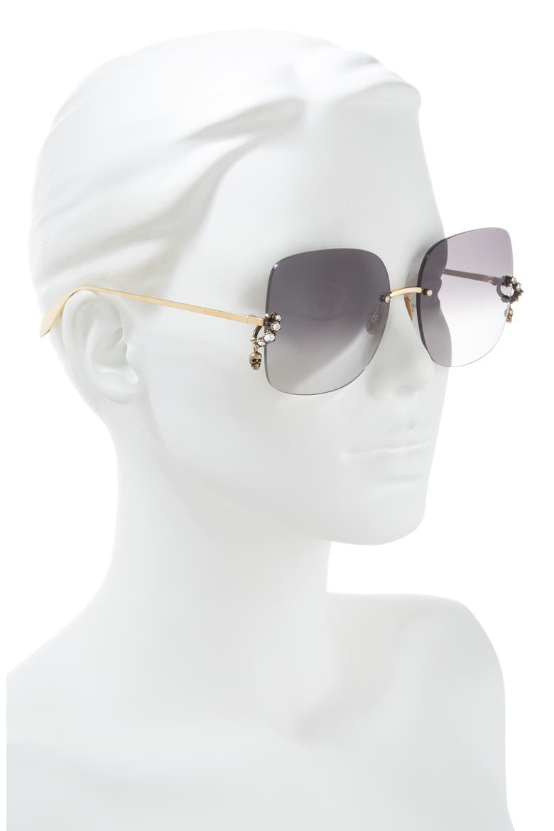 63mm Frameless Sunglasses, Alternate, color, GOLD GOLD GREY