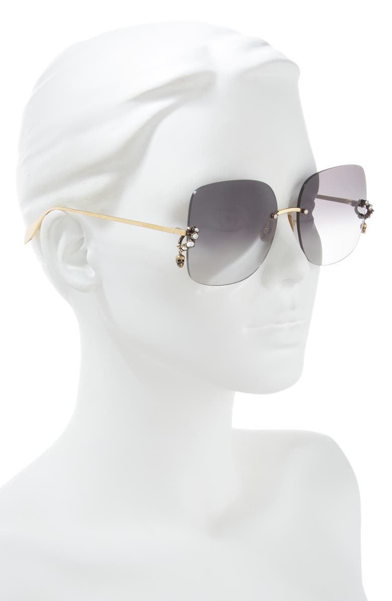 McQueen 63mm Frameless Sunglasses, Alternate, color, Gold Gold Grey