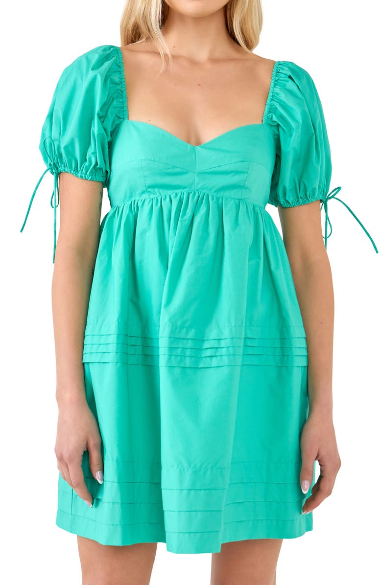 English Factory Pintuck Puff Sleeve Minidress, Alternate, color, 