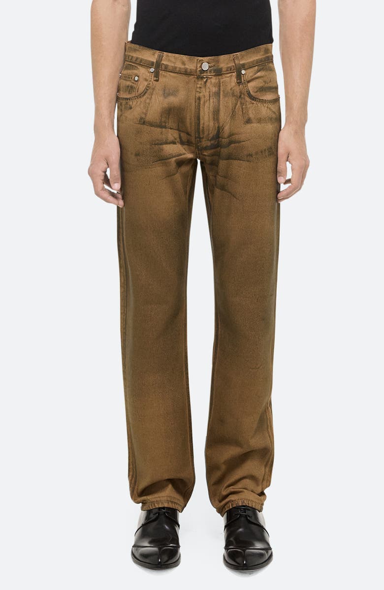 Helmut Lang Worker Organic Cotton Straight Leg Jeans, Main, color, Waxed Oil Stain - 26W