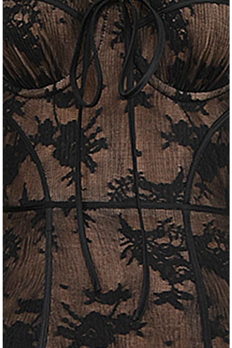 Delilah Long Sleeve Lace Overlay Mermaid Dress, Alternate, color, BLACK