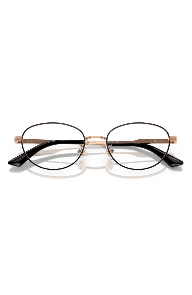 Jimmy Choo 51mm Oval Optical Glasses, Alternate, color, Rose Gold/ Black / Demo Lens