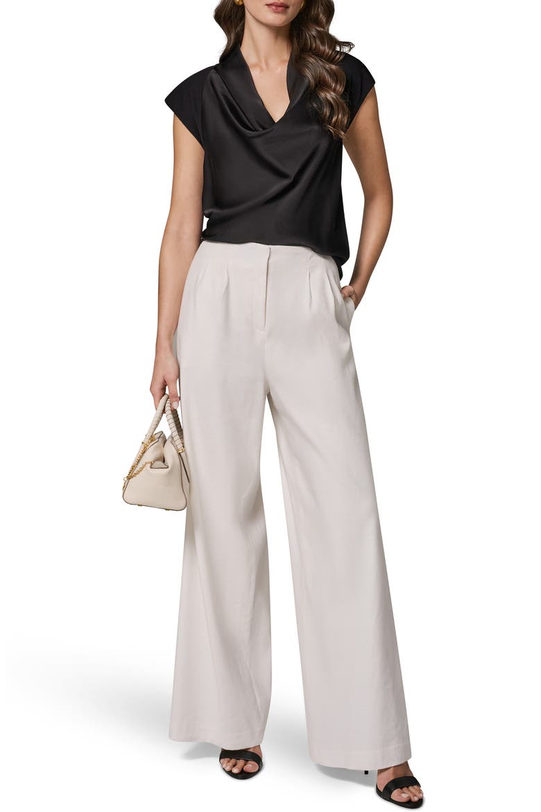 Wide Leg Linen Blend Pants, Alternate, color, CREAM