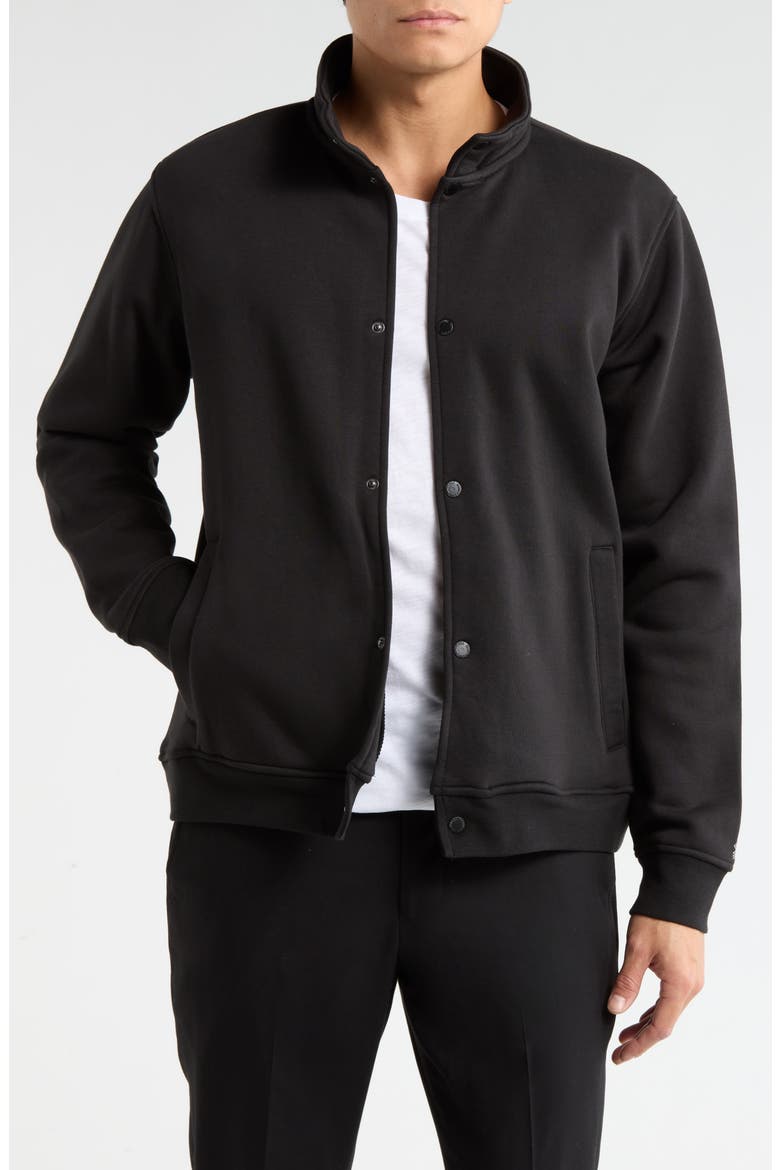 Snap Front Fleece Jacket, Main, color, BLACK