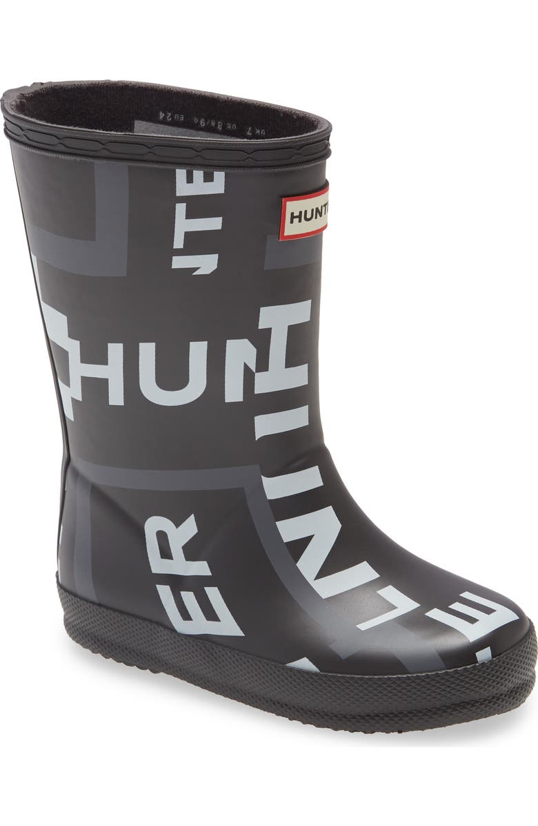 Hunter First Classic Exploded Logo Rain Boot, Main, color,