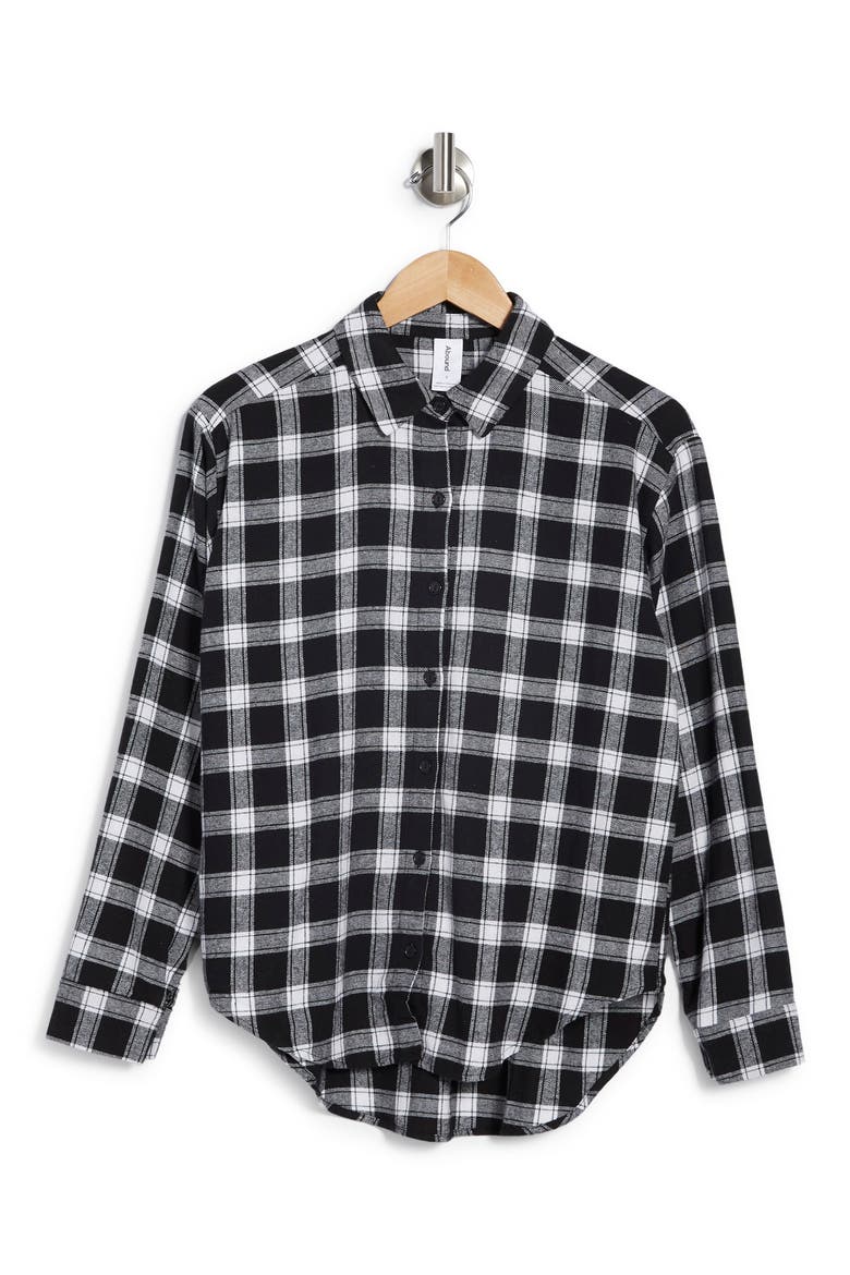 Oversized Plaid Shirt, Alternate, color, BLACK- WHITE ALKI PLAID