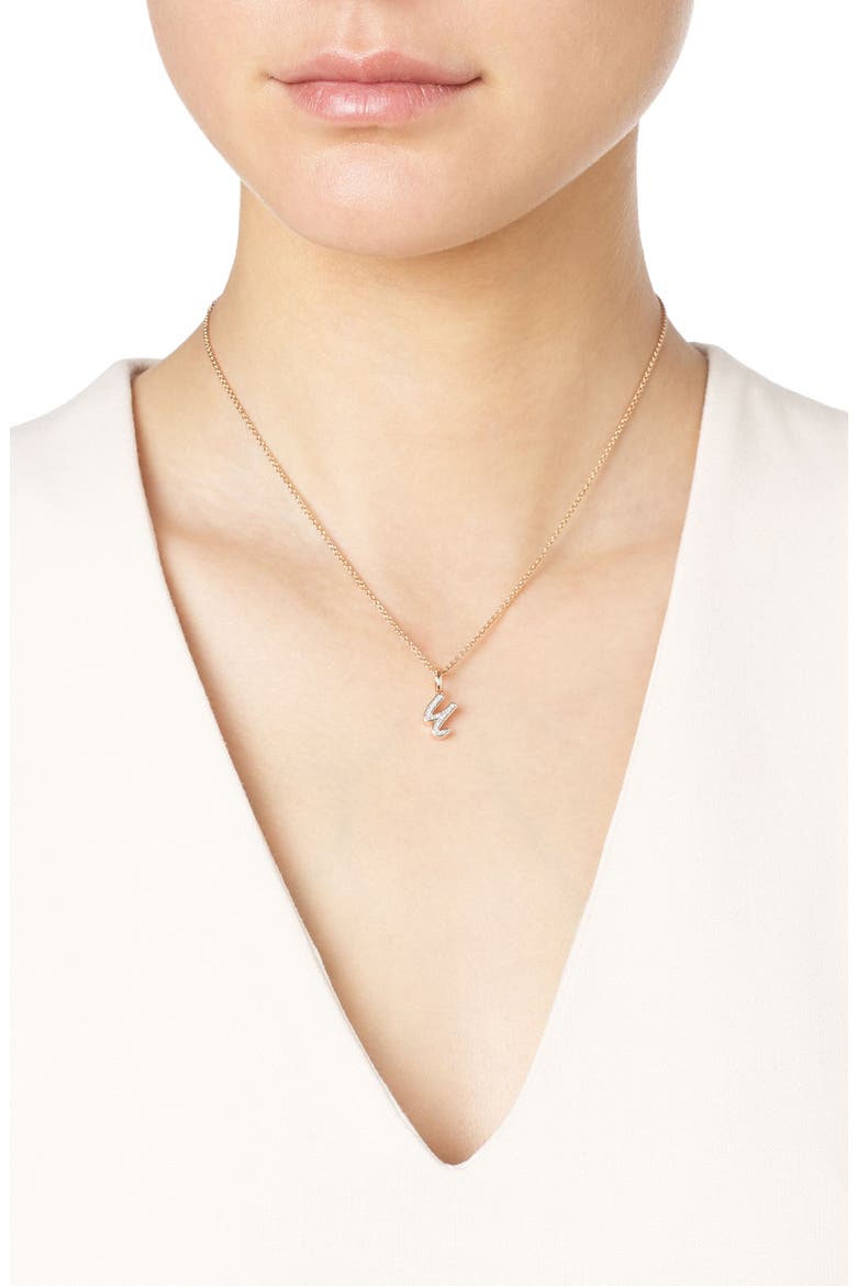 Diamond Initial Pendant Charm (Nordstrom Exclusive), Alternate, color, Rose Gold/ Diamond- U