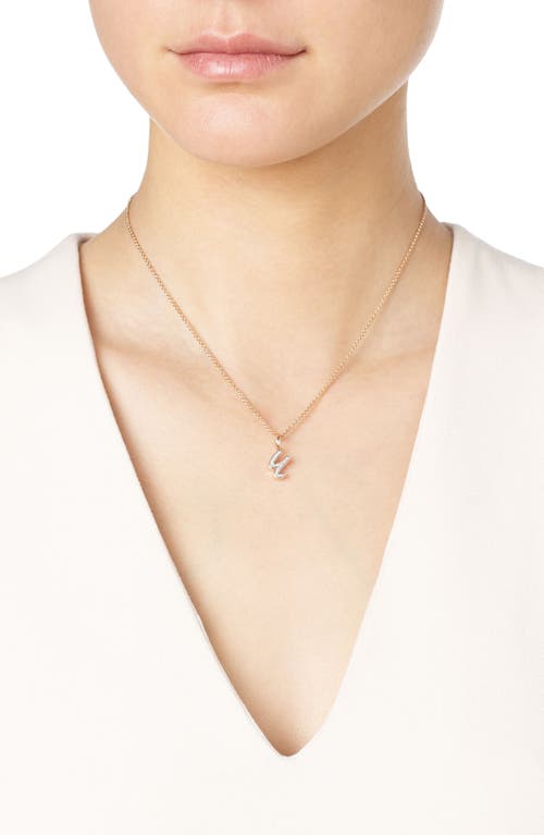 Monica Vinader Diamond Initial Pendant Charm In Rose Gold/diamond- U