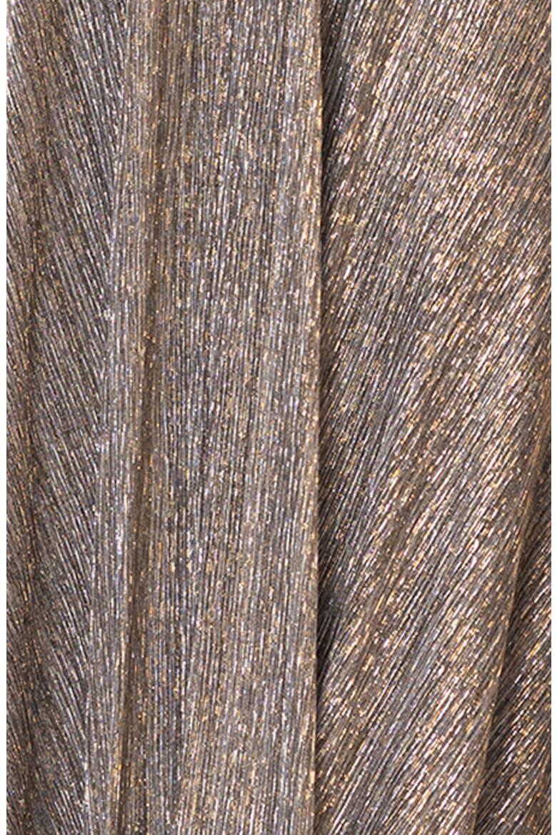 Long Sleeve Metallic Knit Gown, Alternate, color, MOCHA/ GOLD