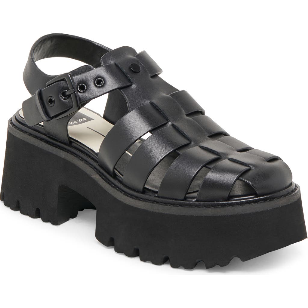 Dolce Vita Lasly Platform Fisherman Sandal In Black Leather