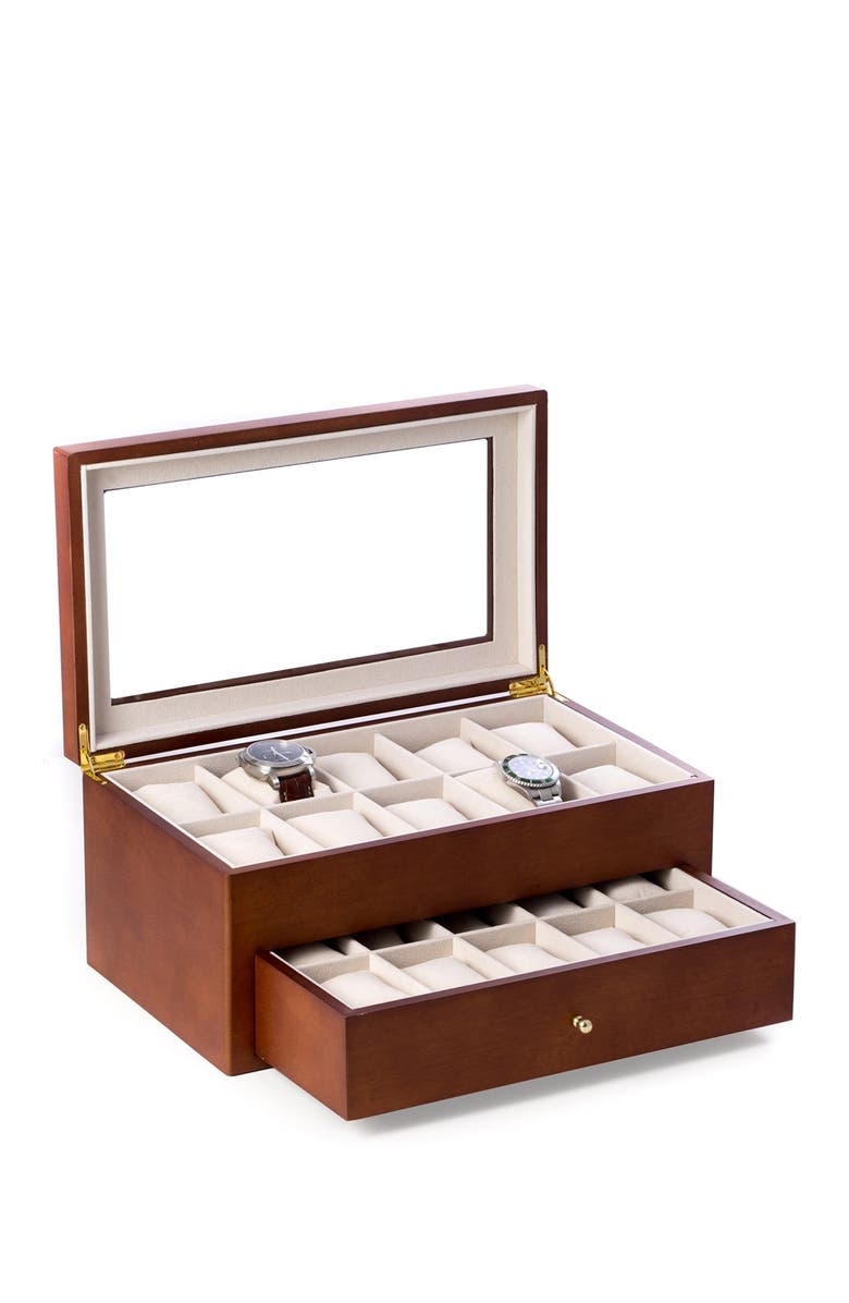 Bey-Berk Matte Wooden Window & Drawer Watch Case, Main, color, 